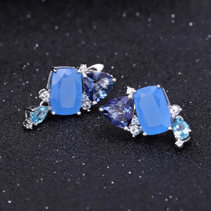 Drop Earrings 925 Sterling Silver Geometric Statement Earrings - GEMORM