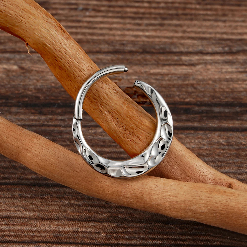 Hammered Titanium Septum & Daith Ring