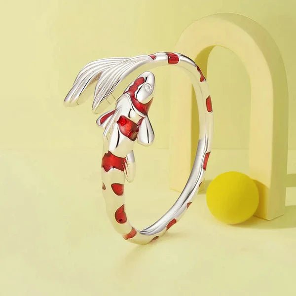 Adjustable rings koi fish ring in silver - GEMORM