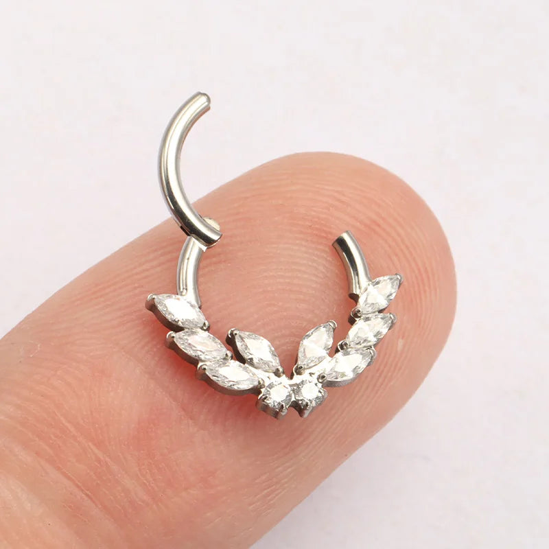 Laurel Butterfly CZ Titanium Septum Clicker — product view 6