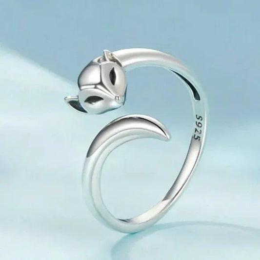 925 STERLING SILVER RING FOX RING ADJUSTABLE RING - GEMORM