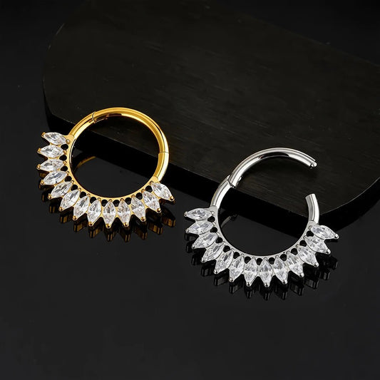 Marquise Cluster Titanium Septum Clicker - GEMORM