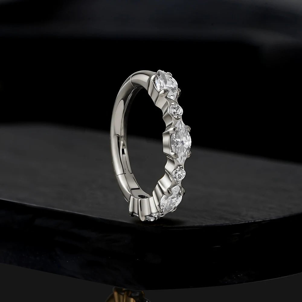Marquise & Round CZ Titanium Clicker Hoop - GEMORM