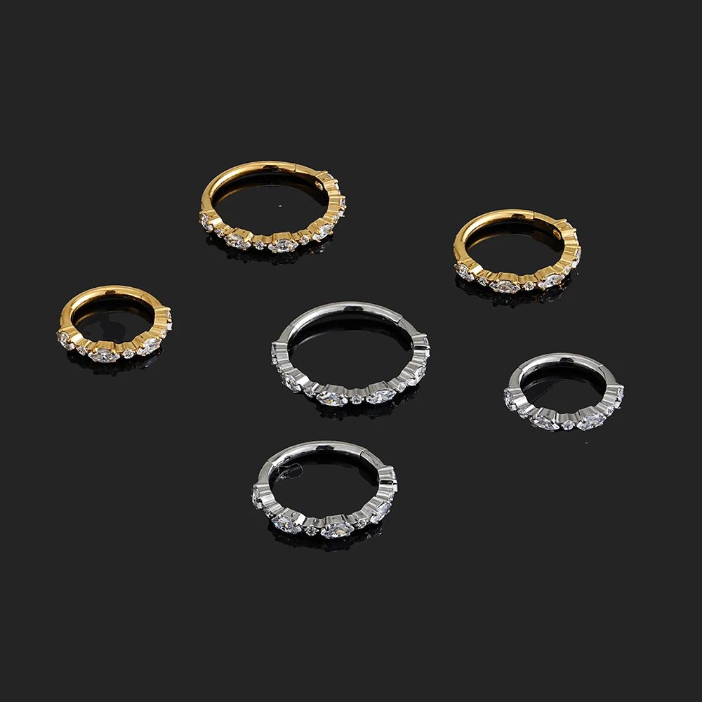 Marquise & Round CZ Titanium Clicker Hoop - GEMORM