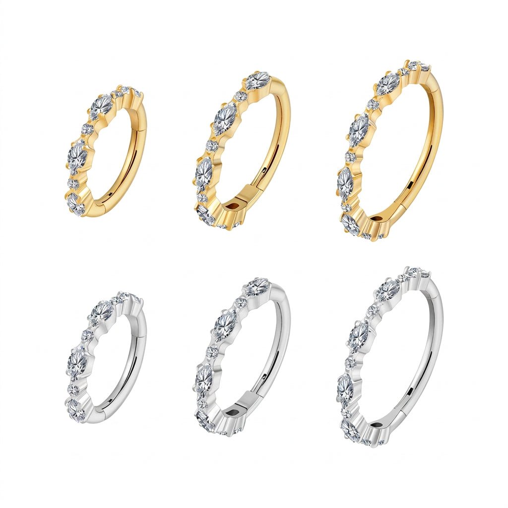 Marquise & Round CZ Titanium Clicker Hoop - GEMORM