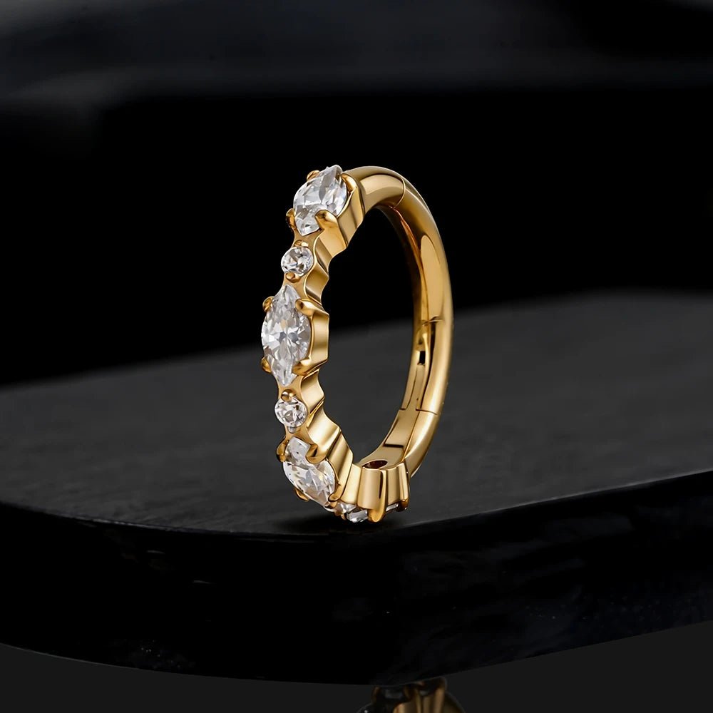 Marquise & Round CZ Titanium Clicker Hoop - GEMORM