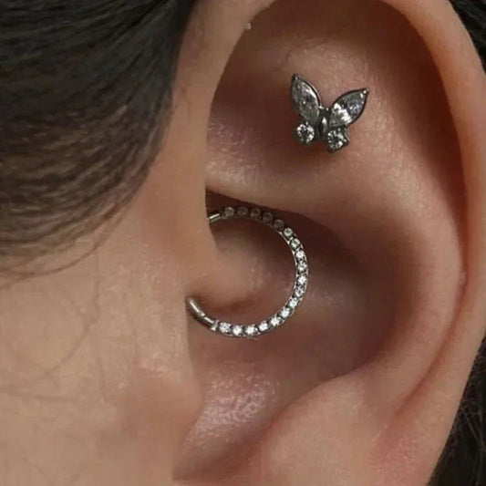 Marquise Wing Butterfly Titanium CZ Labret — product view 6