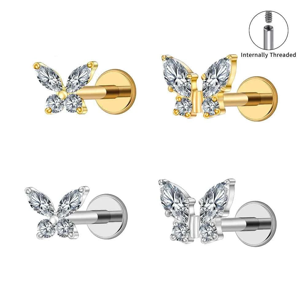 Mini Butterfly Titanium CZ Flat Back Stud — product overview