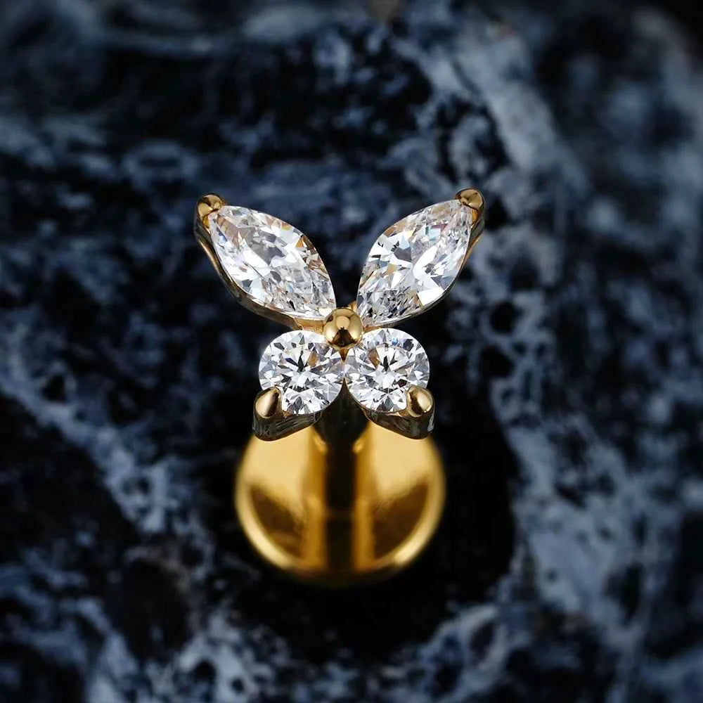 Mini Butterfly Titanium CZ Flat Back Stud — product view 4