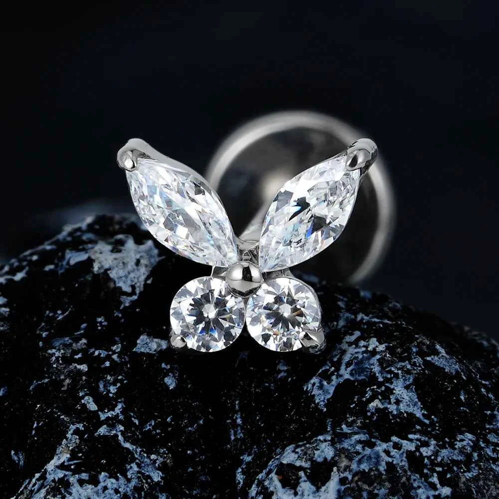 Mini Butterfly Titanium CZ Flat Back Stud — product view 5