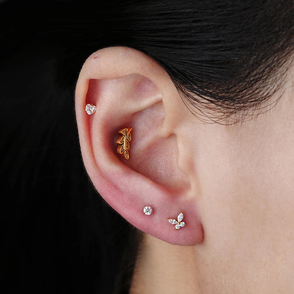 Mini Butterfly Titanium CZ Flat Back Stud — product view 6