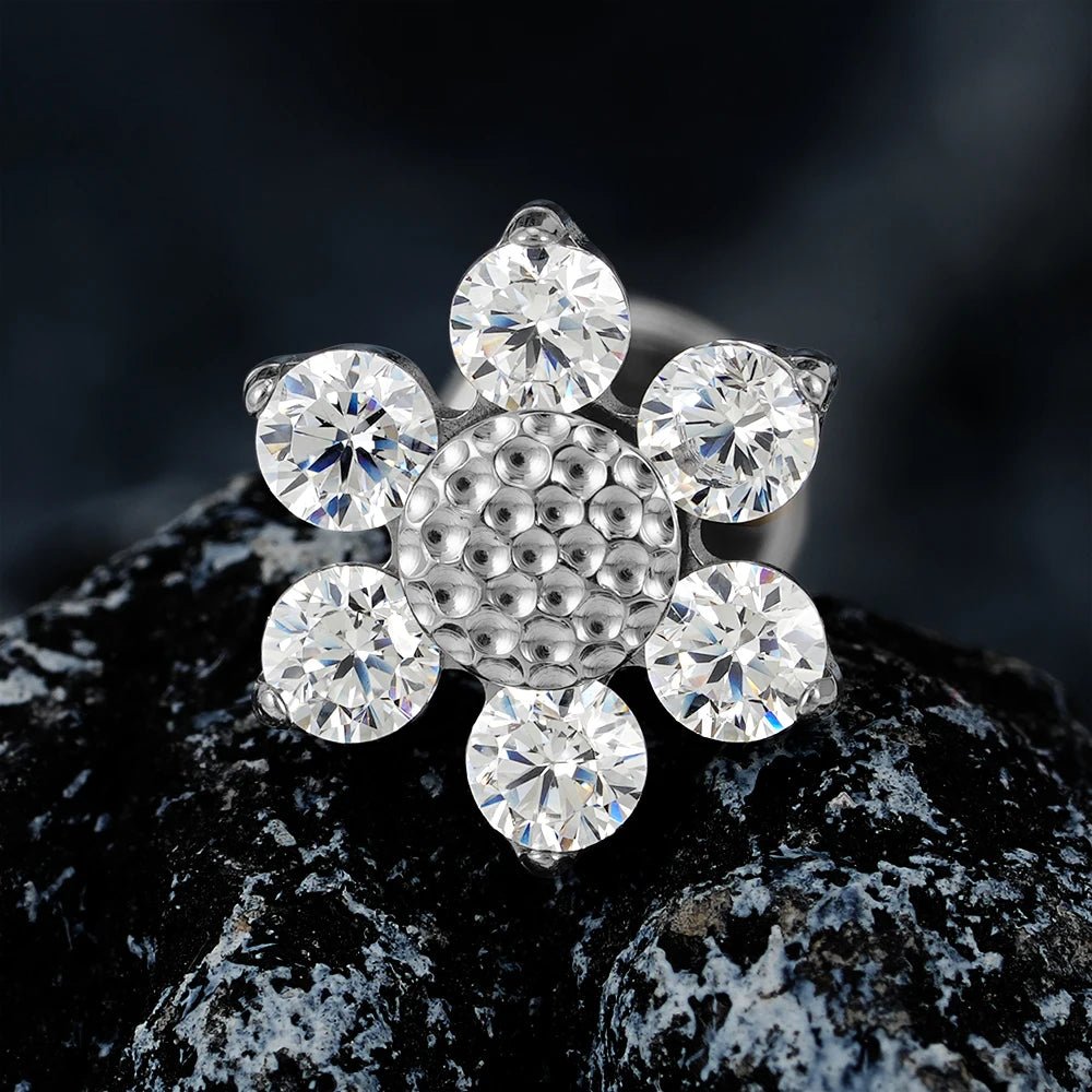 Mini Sunflower Titanium Labret Stud - GEMORM