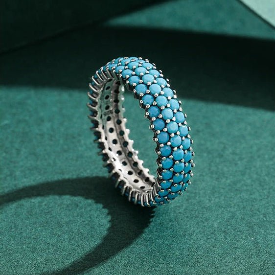 December birthstone turquoise ring in 925 sterling silver vintage style - GEMORM