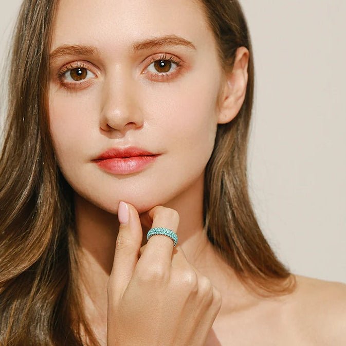 December birthstone turquoise ring in 925 sterling silver vintage style - GEMORM