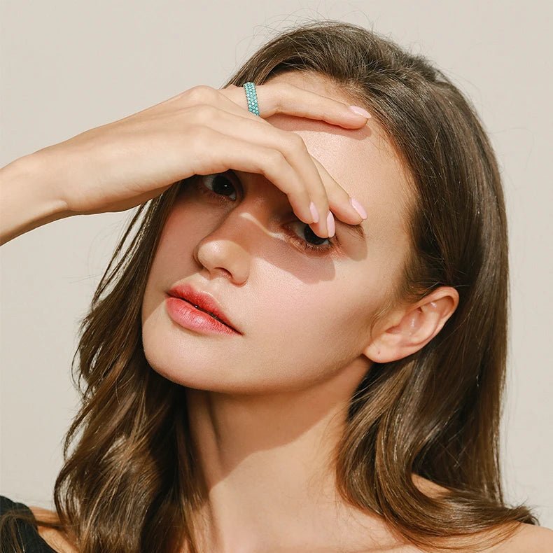 December birthstone turquoise ring in 925 sterling silver vintage style - GEMORM