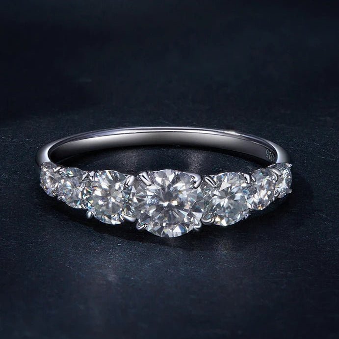 Moissanite rings heart setting d color vvs1 sterling silver ring - GEMORM