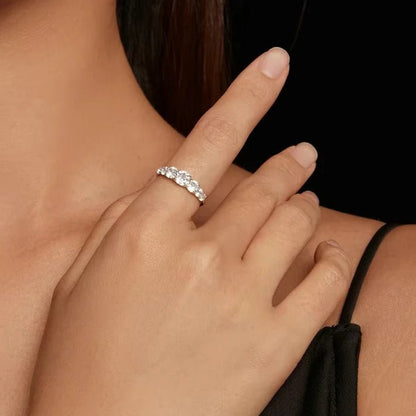 Moissanite rings heart setting d color vvs1 sterling silver ring - GEMORM