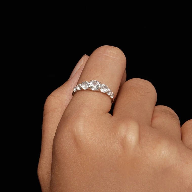 Moissanite rings heart setting d color vvs1 sterling silver ring - GEMORM