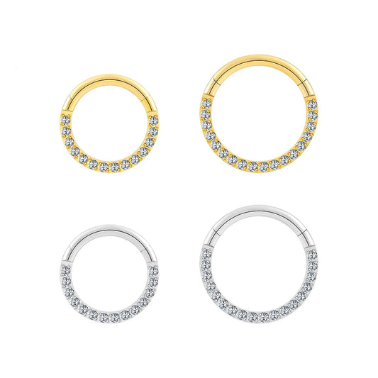 Pavé CZ Titanium Septum Clicker Hoop