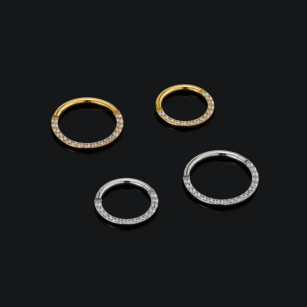 Pavé CZ Titanium Septum Clicker Hoop
