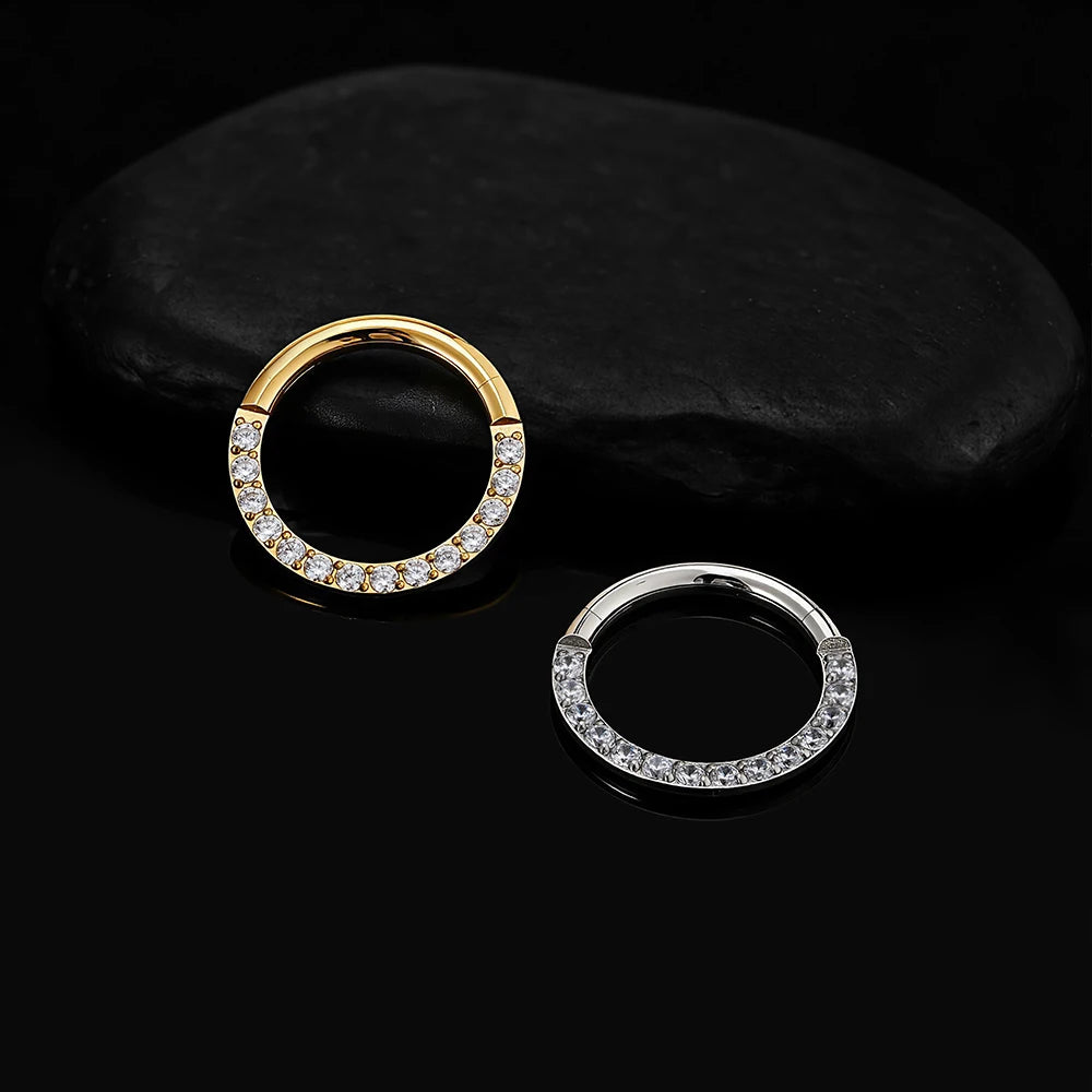 Pavé CZ Titanium Septum Clicker Hoop