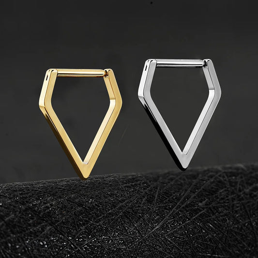 Polished titanium pentagon-frame hinged septum clicker