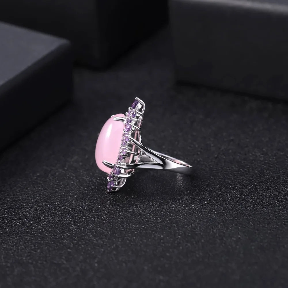 Promise Ring 925 Sterling Silver Vintage Cocktail Ring with Calcedonia - GEMORM