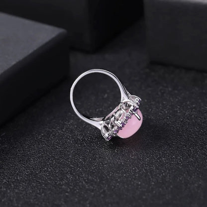 Promise Ring 925 Sterling Silver Vintage Cocktail Ring with Calcedonia - GEMORM