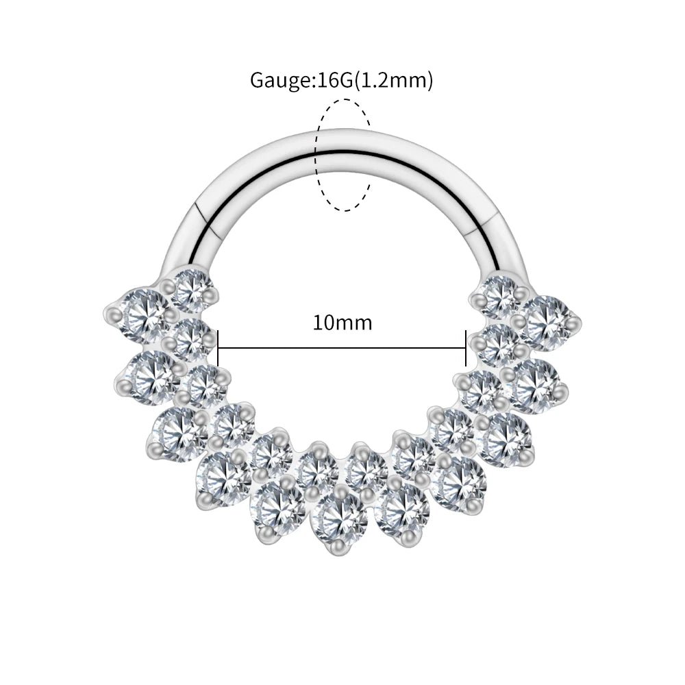 Round CZ Cluster Titanium Clicker Ring - GEMORM