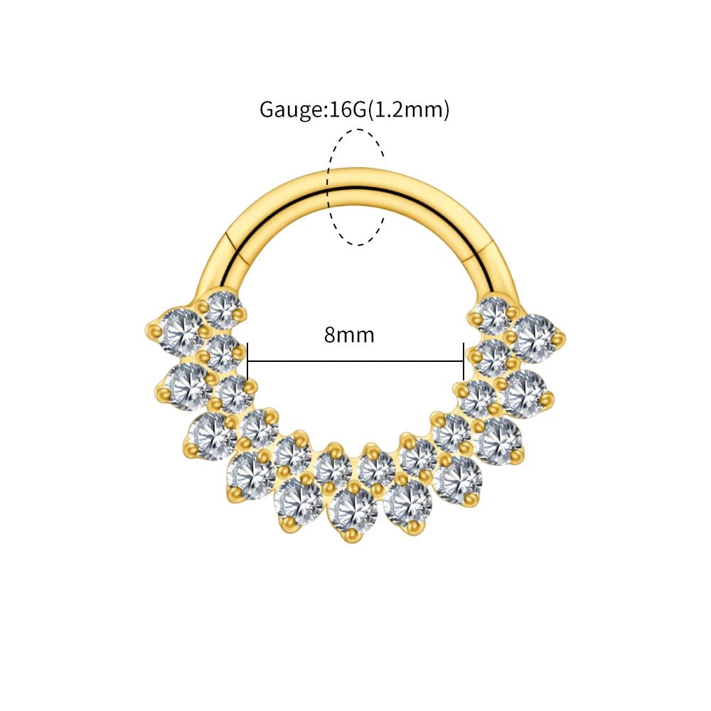 Round CZ Cluster Titanium Clicker Ring - GEMORM