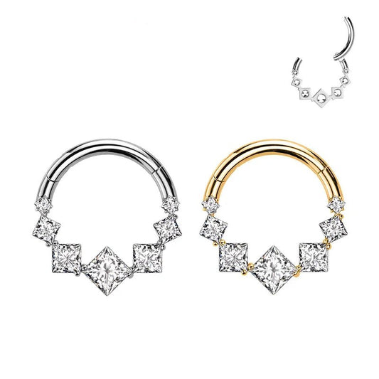 Square CZ Titanium Septum & Daith Clicker - GEMORM