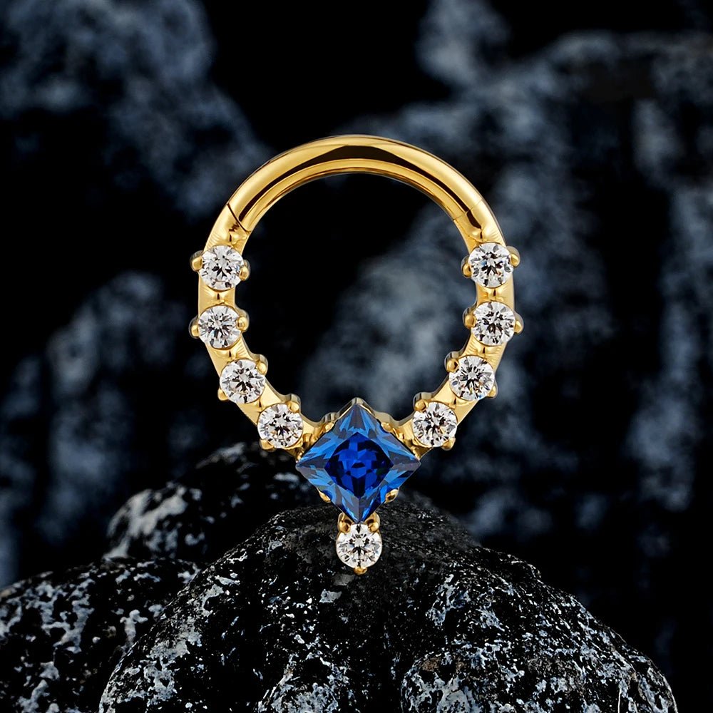 Square CZ Titanium Septum & Daith Ring - GEMORM