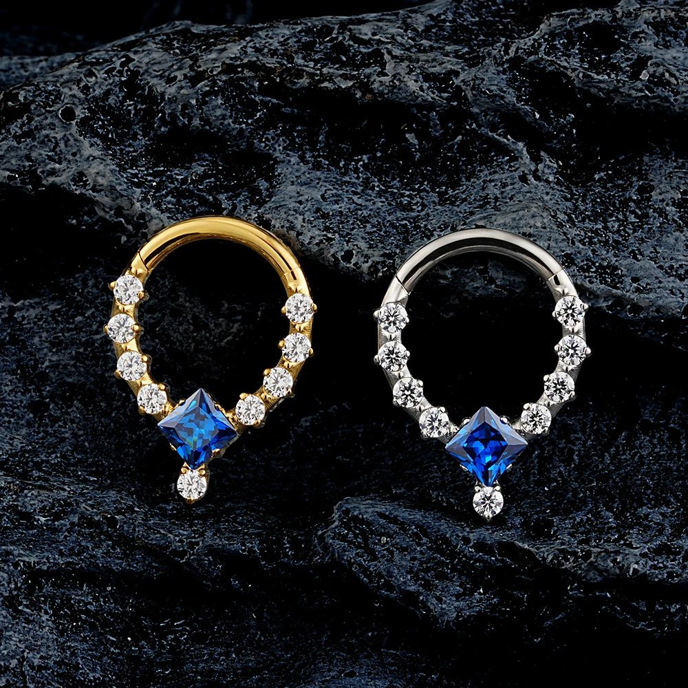 Square CZ Titanium Septum & Daith Ring - GEMORM