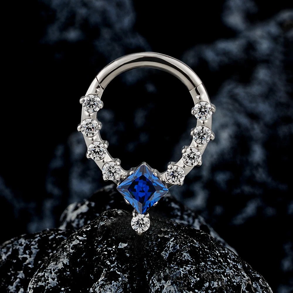 Square CZ Titanium Septum & Daith Ring - GEMORM