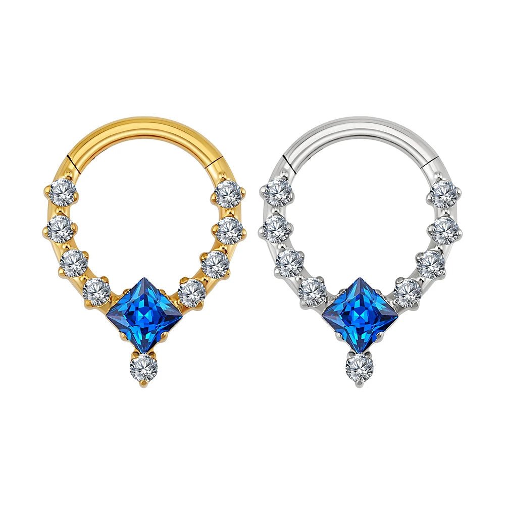 Square CZ Titanium Septum & Daith Ring - GEMORM