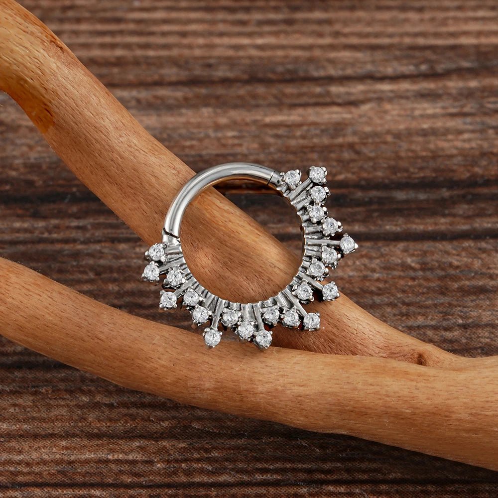 Sunburst CZ Titanium Clicker for Septum & Daith - GEMORM