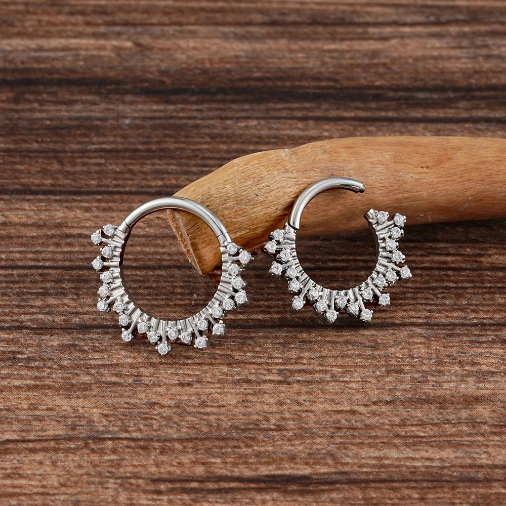 Sunburst CZ Titanium Clicker for Septum & Daith - GEMORM