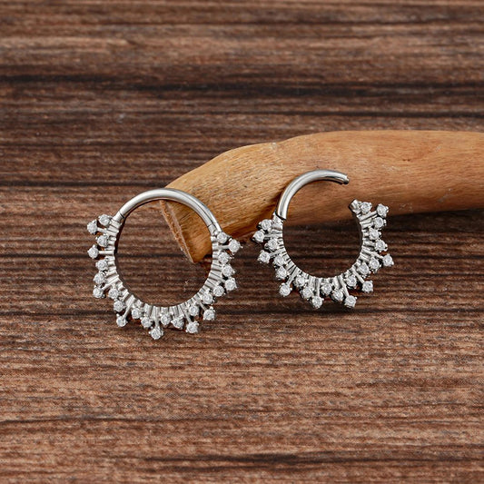 Sunburst CZ Titanium Clicker for Septum & Daith - GEMORM