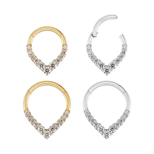 Teardrop CZ Titanium Septum & Daith Clicker - GEMORM