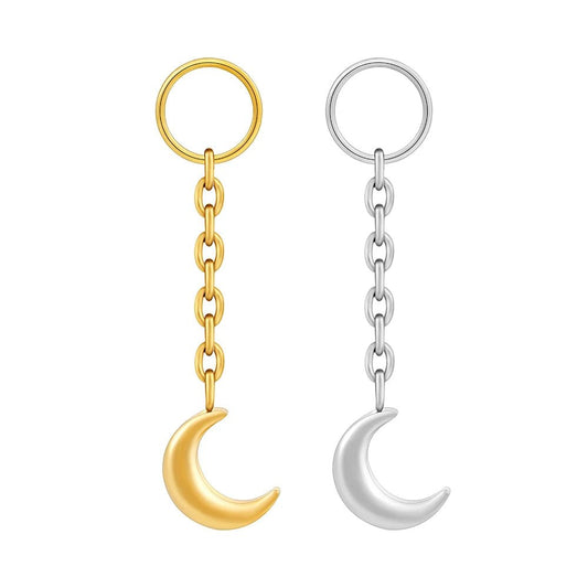 Tiny Titanium Moon Chain Charm for Piercing Jewelry - GEMORM