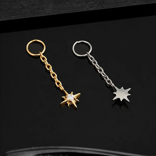 Titanium CZ Star Dangle Chain Charm – 10 mm - GEMORM
