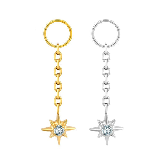 Titanium CZ Star Dangle Chain Charm – 10 mm - GEMORM