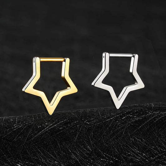 Titanium Star Clicker Ring for Septum & Ear Piercings - GEMORM