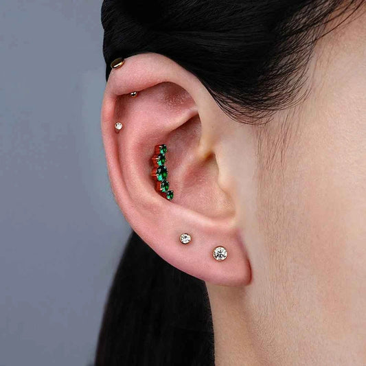 Titanium Threadless CZ Flat Back Stud for Helix, Tragus and Nose Piercings