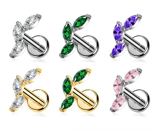 Triple Marquise CZ Titanium Cartilage Stud - GEMORM