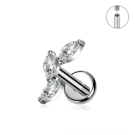 Triple Marquise CZ Titanium Cartilage Stud - GEMORM