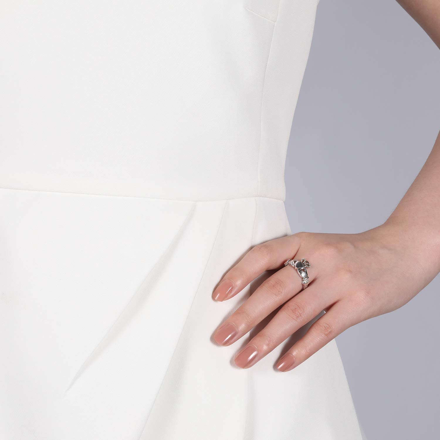 Trumium Women's Claddagh Irish Ring 925 Sterling Silver ring Love Heart Celtic Knot Crown Engagement Wedding Band Free Engraving - GEMORM