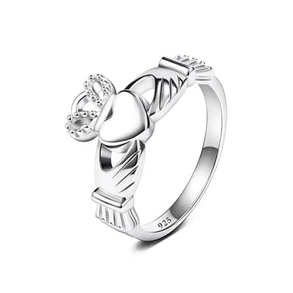 Trumium Women's Claddagh Irish Ring 925 Sterling Silver ring Love Heart Celtic Knot Crown Engagement Wedding Band Free Engraving - GEMORM