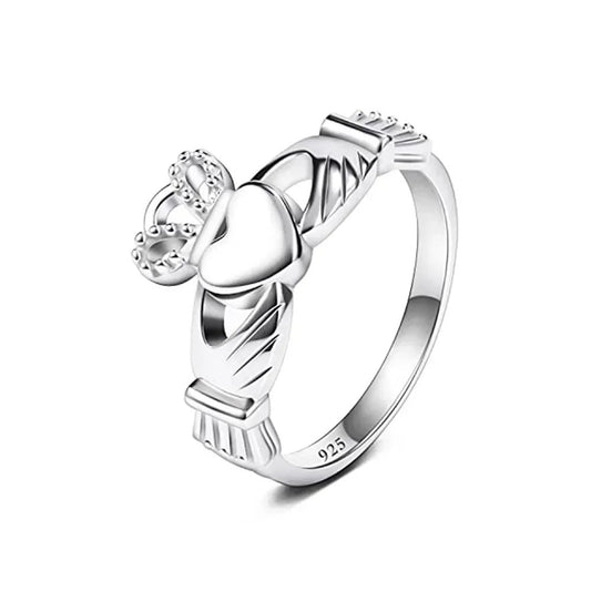 Trumium Women's Claddagh Irish Ring 925 Sterling Silver ring Love Heart Celtic Knot Crown Engagement Wedding Band Free Engraving - GEMORM