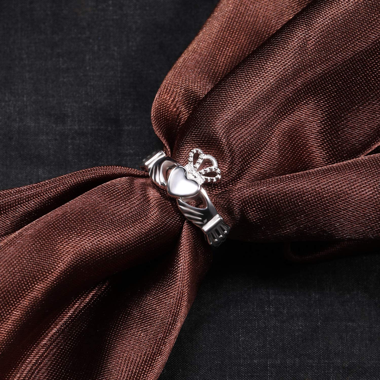 Trumium Women's Claddagh Irish Ring 925 Sterling Silver ring Love Heart Celtic Knot Crown Engagement Wedding Band Free Engraving - GEMORM